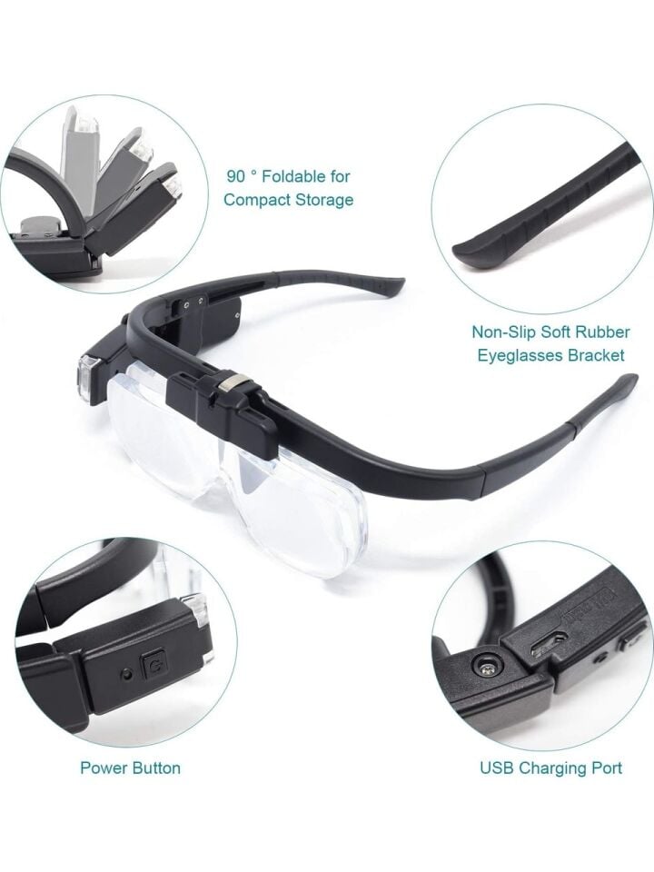 Magni Işıklı Gözlük Büyüteç Şarjlı Büyüteç