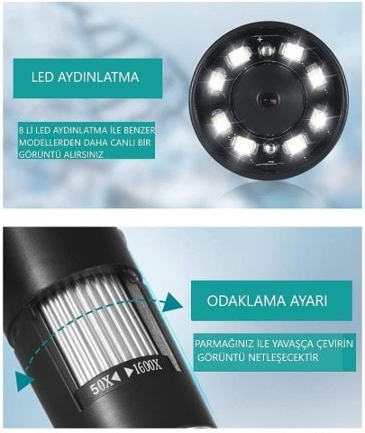 Cilt ve Saç Analiz Cihazı - 1600x Kablosuz Wifi Mikroskop