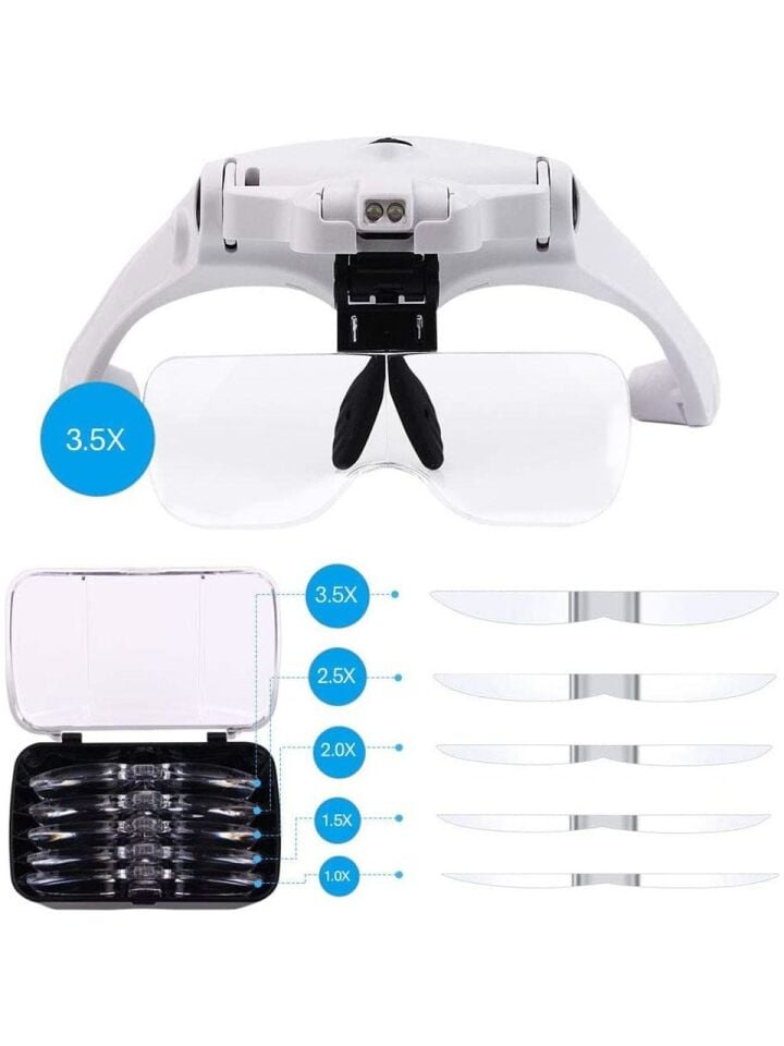 Magni Işıklı Gözlük Büyüteç Çalışma Lambası Kitap Okuma Büyüteci Tamirci Büyüteci